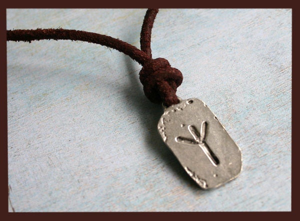 Custom 12  Leather Surfer Necklace With Ancient Runes - Distresed Cord