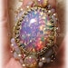Antique Style Victorian Art Nouveau MERMAIDS Ring - HUGE Pink Glass Fire Opals