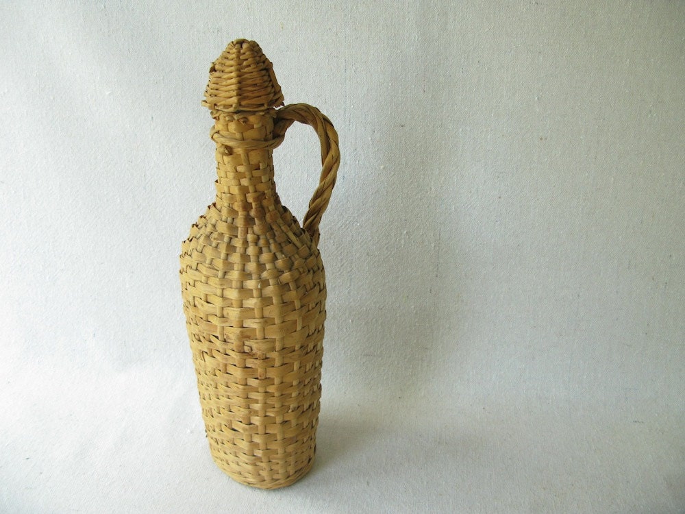 Vintage Wicker Wrapped Bottle