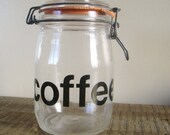 Vintage Helvetica Font Glass Coffee Jar