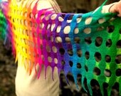 Scarf. Rainbow Scarf. Felted Scarf. Lattice Scarf. Gradient Scarf. Ombre Scarf. Handmade Merino Wool Scarf.