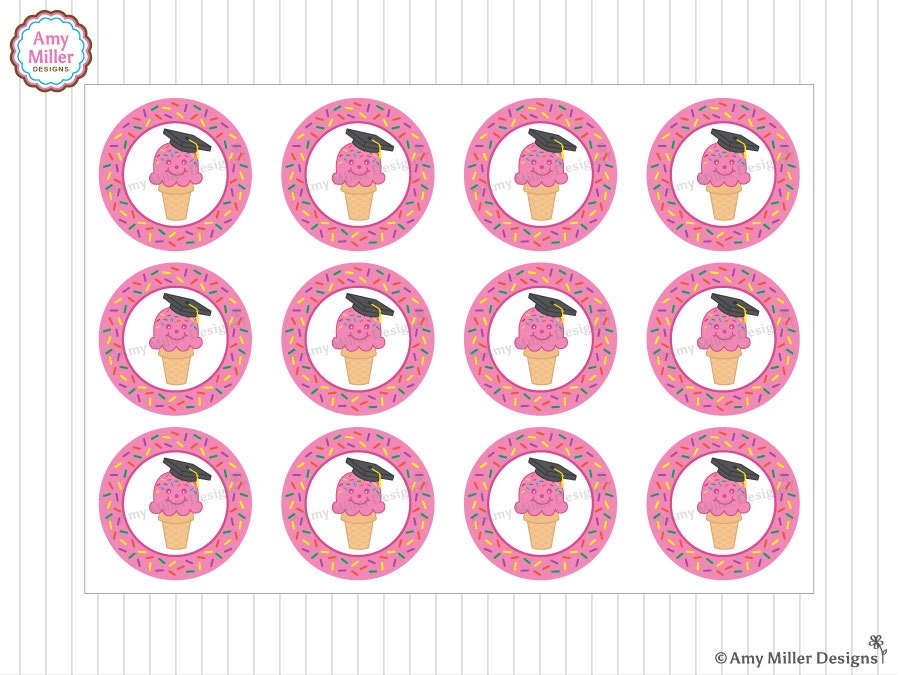 Preschool or Kindergarten Graduation DIY Ice Cream Cone Printable Party Tags