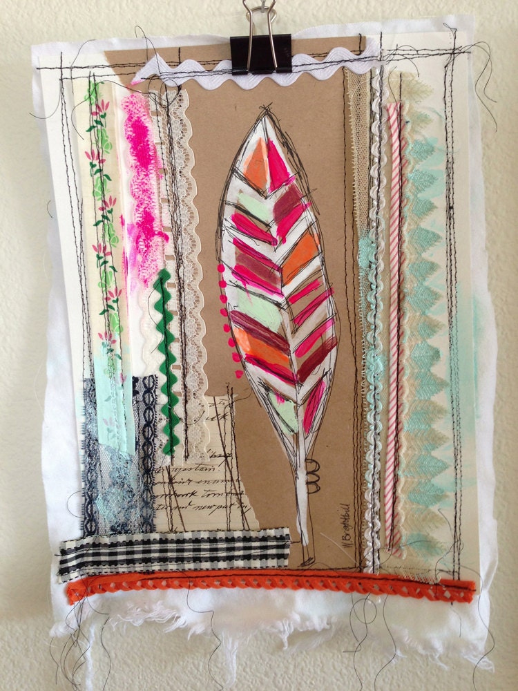 feather stitched collage