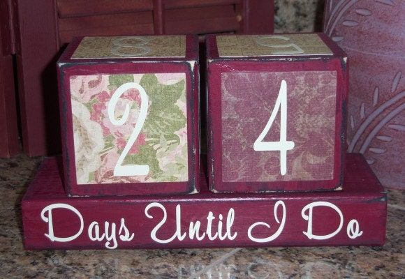 Days Until I Do Countdown Wood Blocks Distressed, Shabby Chic Wood Blocks, WEDDINGS