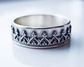 Sterling Silver Crown Ring - Custom made ring in your size