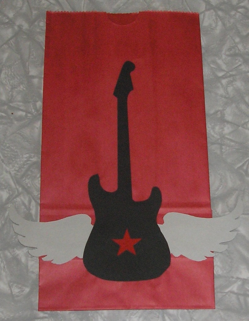 Rock Star Treat Sacks - Rocker Rock N Roll Guitar Theme Birthday Party Favor Bags by jettabees on Etsy Il_170x135