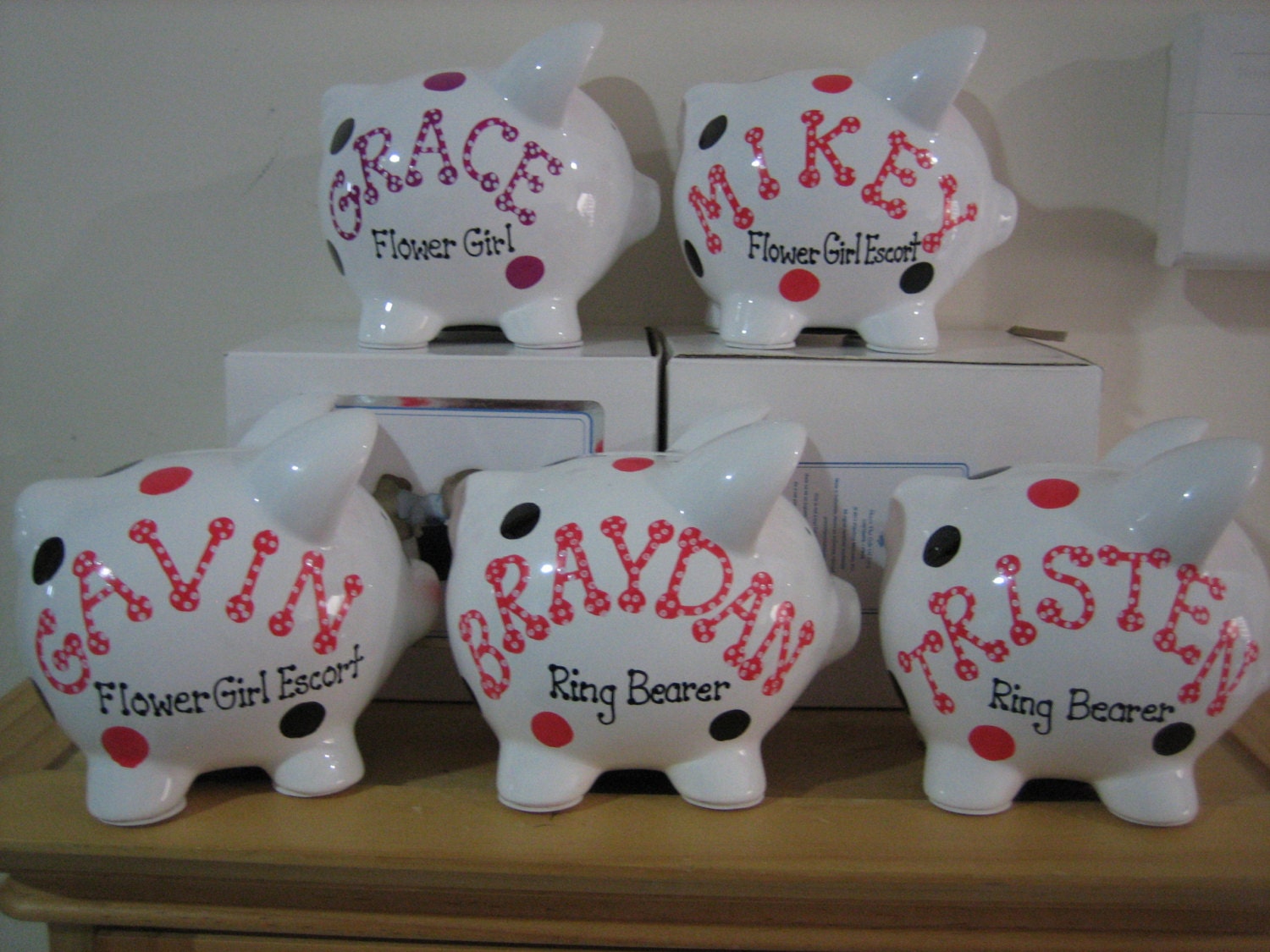 Personalized Disney Minnie / Mickie  Mouse Party Favor  Piggy Bank Baby Boys or Girls, Ring Bearer/ Flower Girl