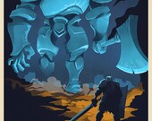 Dark Souls Black Iron Tarkus -11x17 Print - the Iron Golem Poster, Dark Souls game