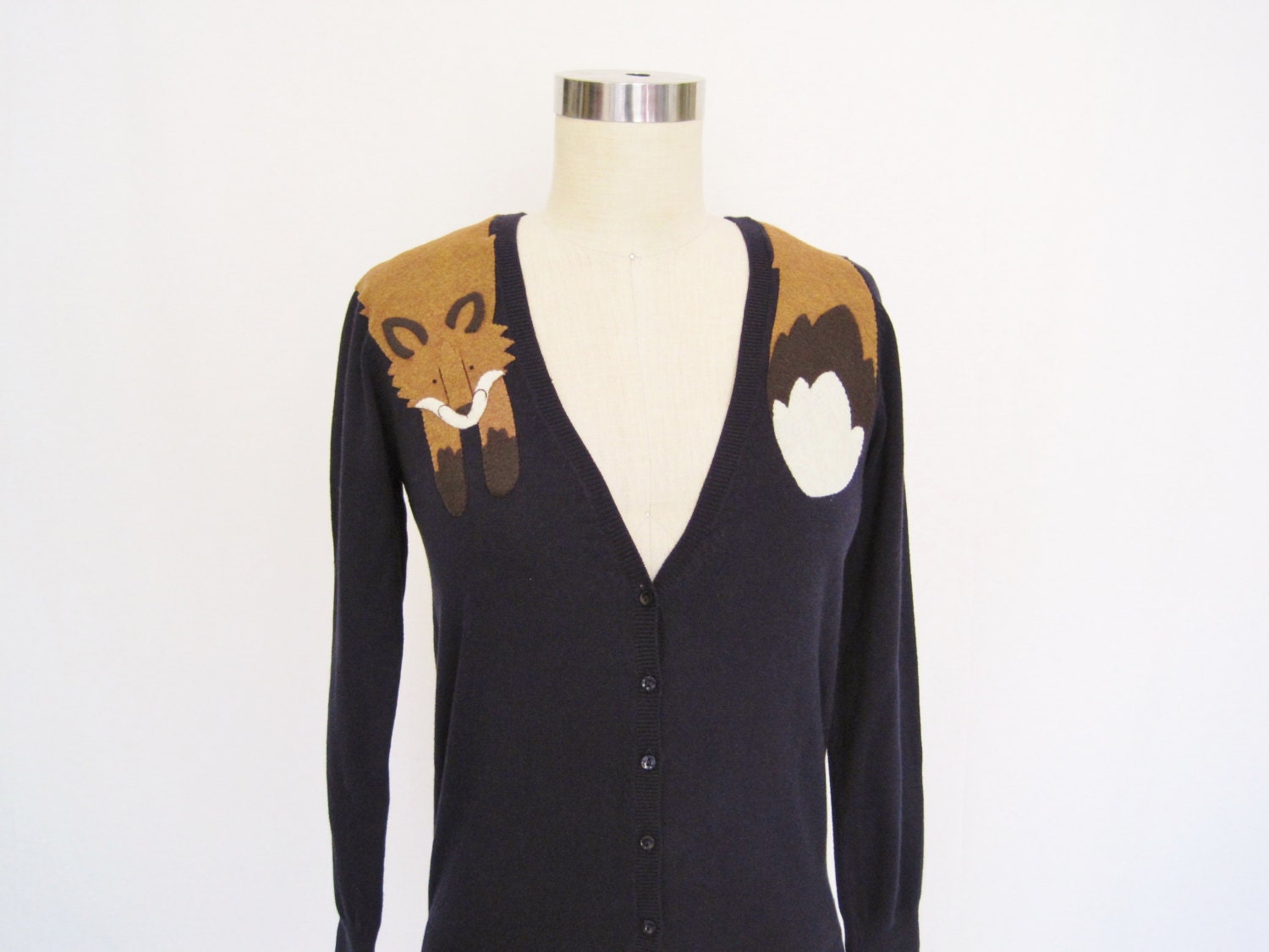 Wrapped Fox Cardigan in Navy