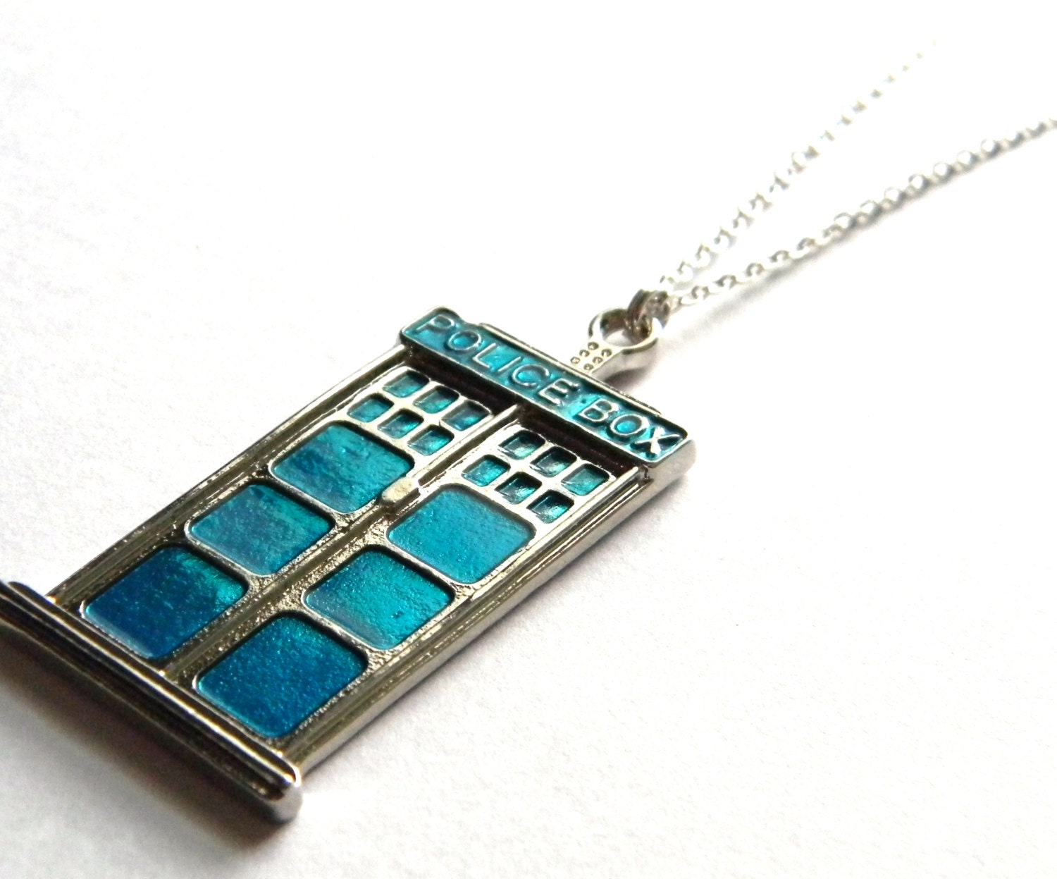 TARDIS Pendant Necklace - Doctor Who Themed - Charm - Vibrant Blue Police Call Box - Gifts Under 10, 15, 20