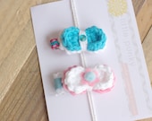Crochet Hair Clip, Crochet Hair Bow, Baby Hair Clip, Girls Hair Bow - "little Mittens Fluff 'N' Stuff"