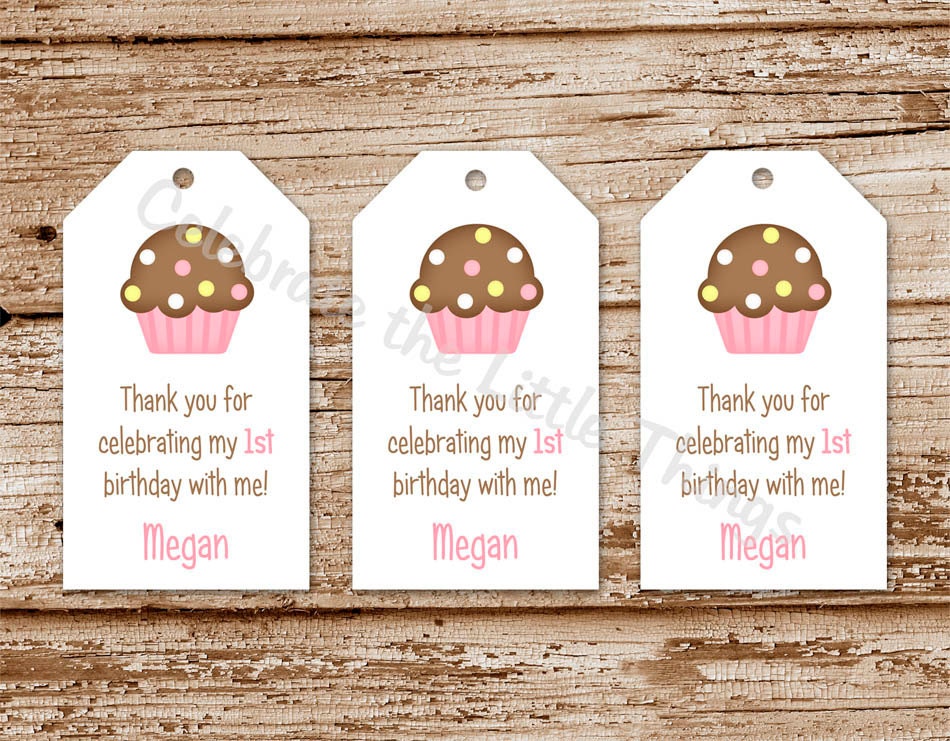 SET of 20 Polka Dot Cupcake MINI Favor Tags, Hang Tags for Girls : Personalized Il_170x135