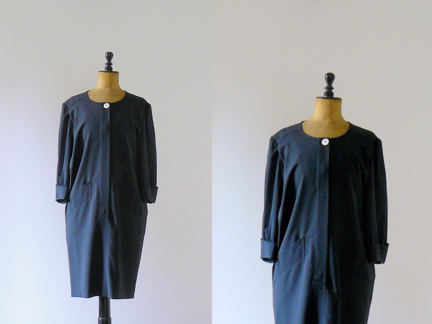 Vintage 1980s blue tent dress. sack dress