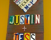 Wedding / Anniversary / Engagement License Plate Art - Heart, Name & Date Signage Gift - Custom