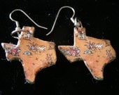 vintage texas puzzle piece tiny earrings