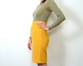 May Sale // 1990s High Waisted Ochre Skirt // Small // Medium