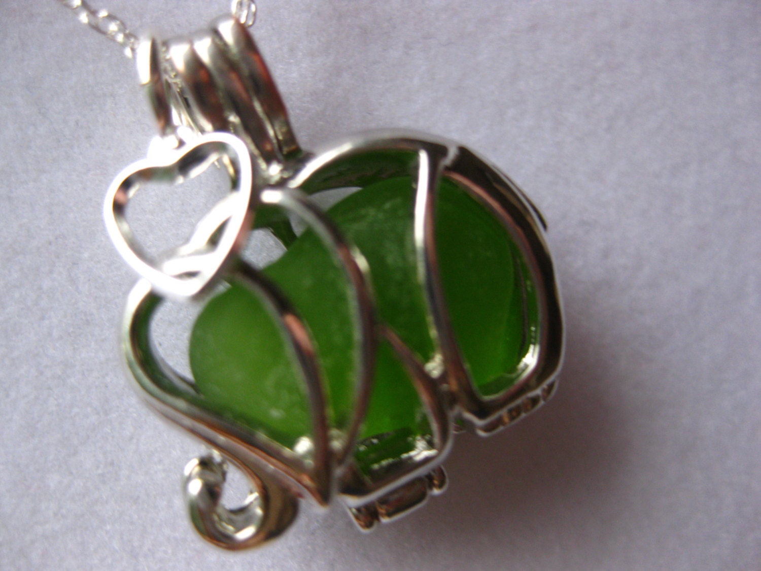 Lime elephant Seaglass beach glass jewelry   Seaglass necklace