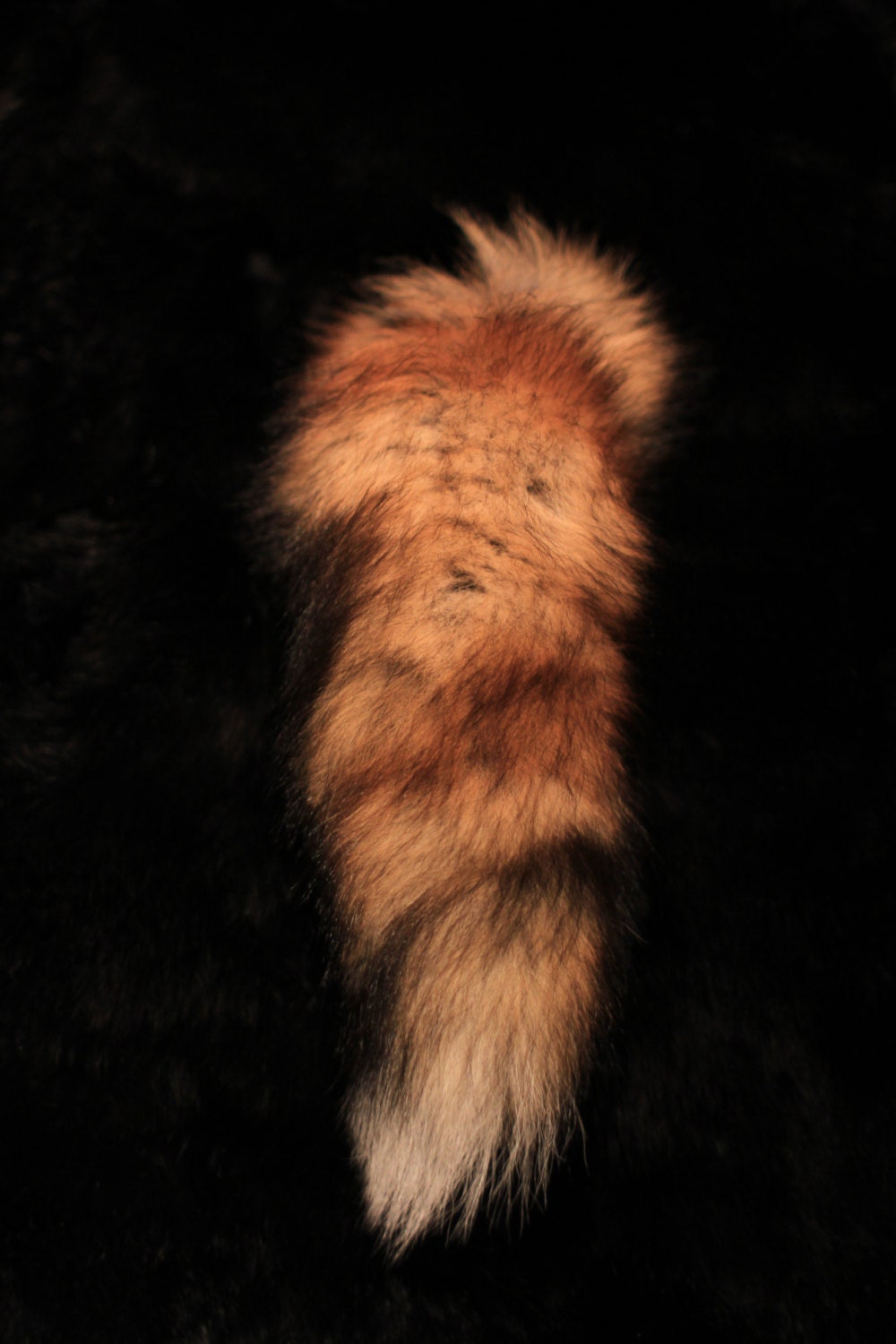 Recycled RED Fox Fur Tail for Keychain or Belt Loops
