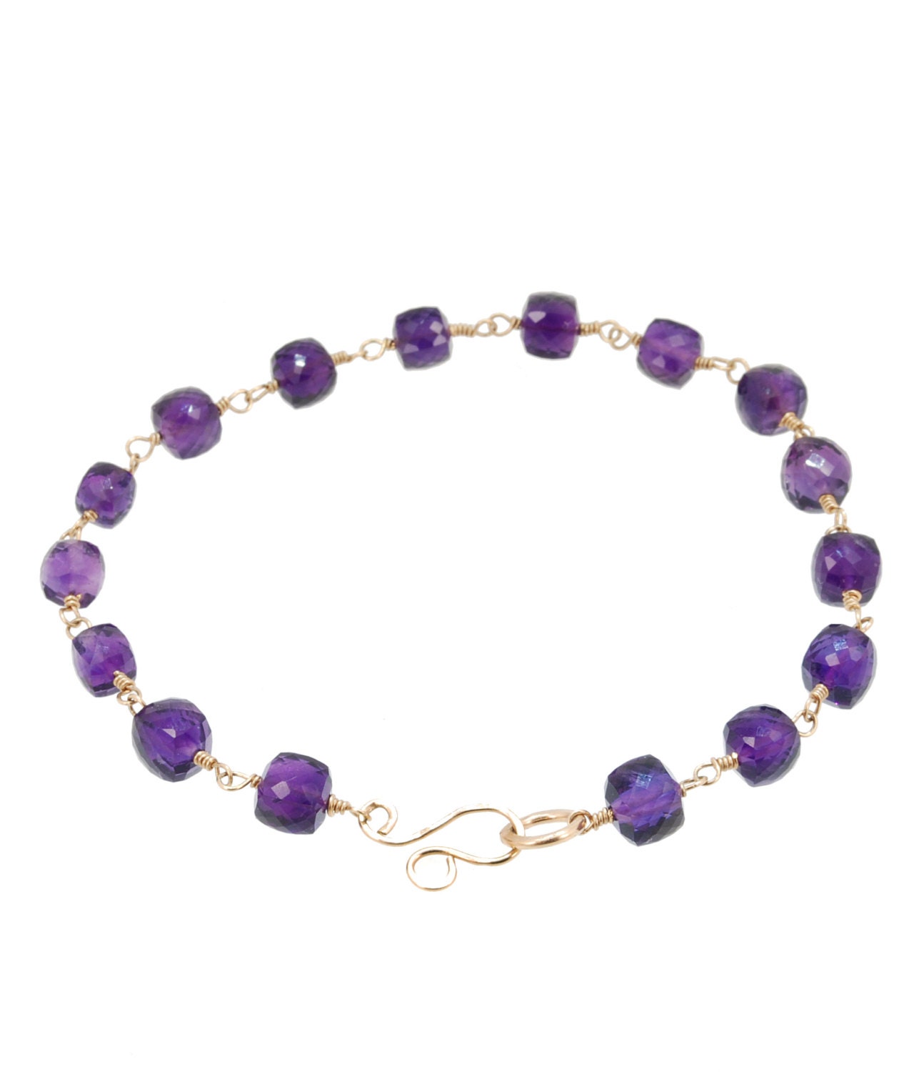 Squares of Deep Purple Amethyst Faceted Bracelet