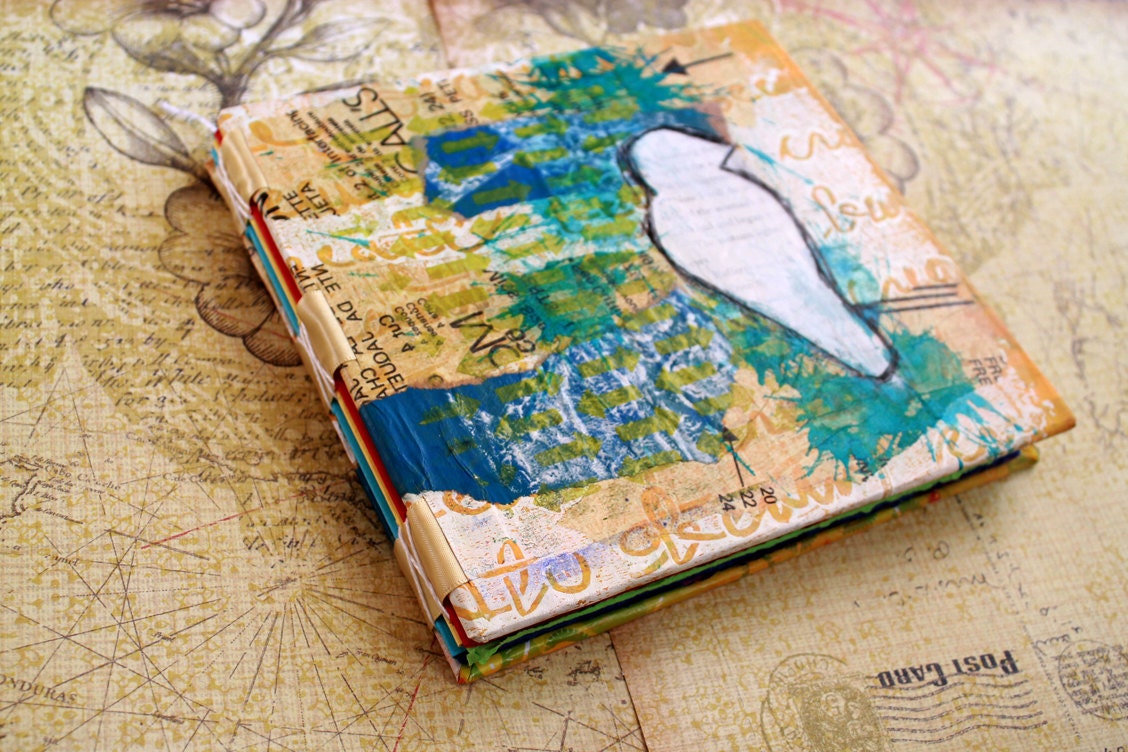 Rainbow Art Journal Mixed Media - Bird