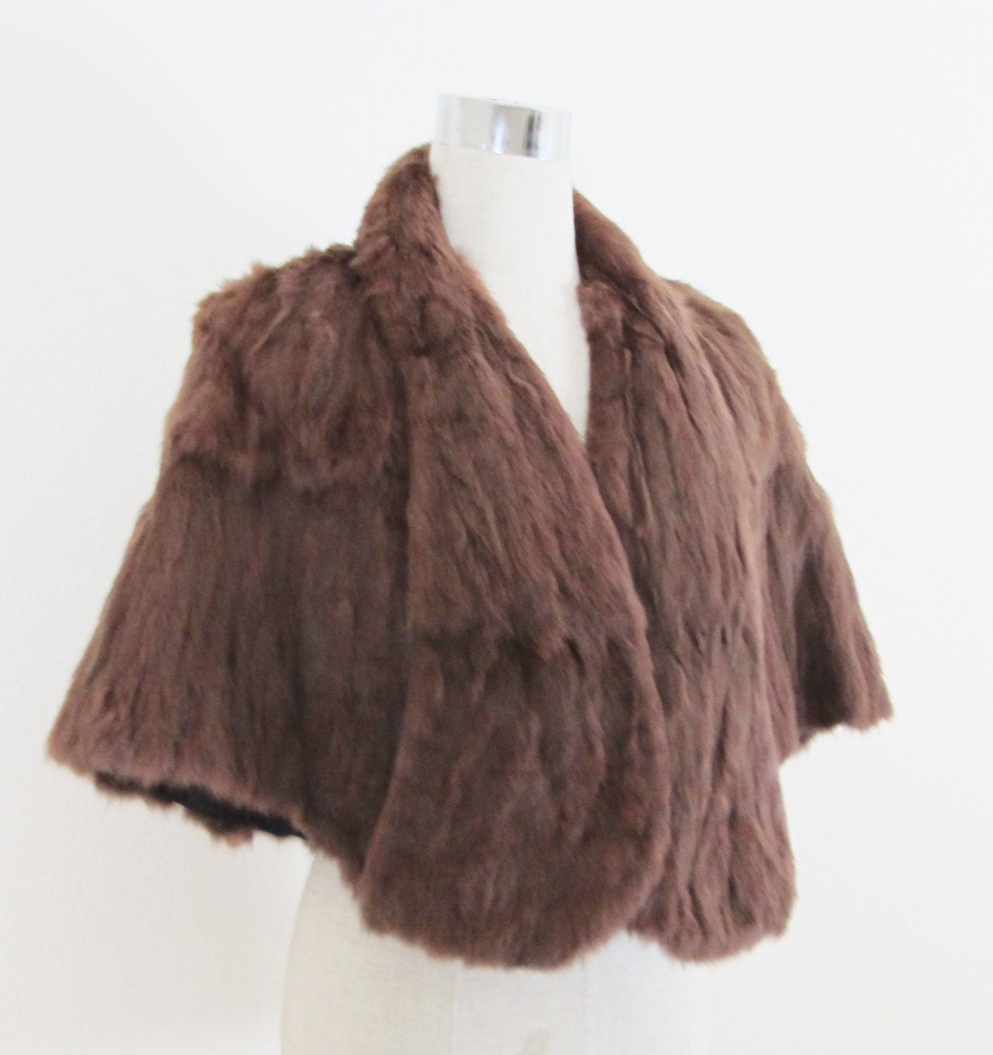 Vintage 1950's Brown Squirrel Fur Capelet Stole /// Bullwinkels Furs