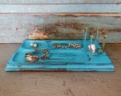 Valet Wood Turquoise Distressed Upcycled Vintage