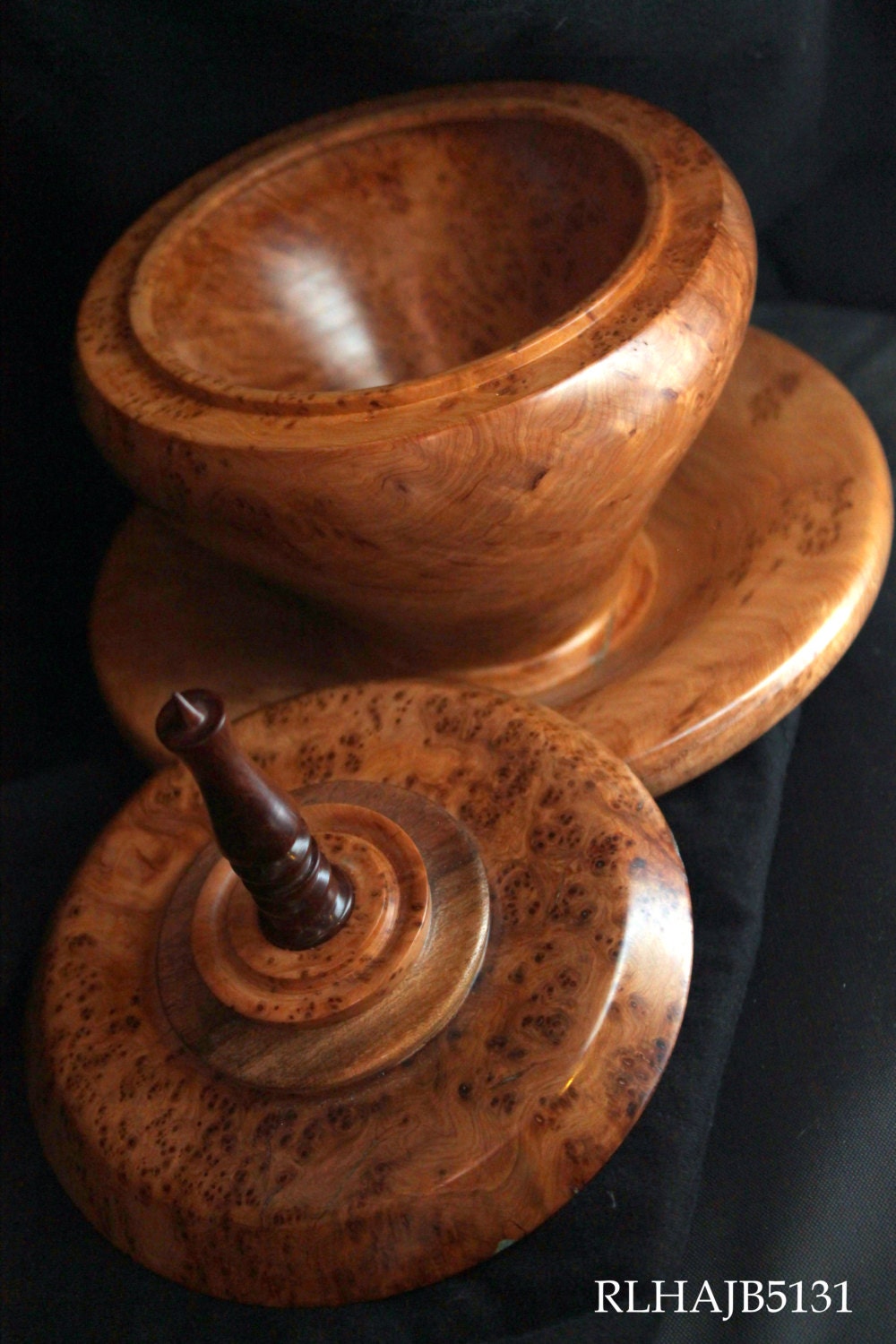Alligator Juniper Burl Hollow Vessel with Turquoise