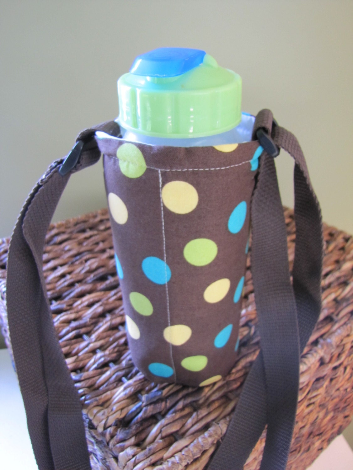 Brown Dots  Insulated Water Bottle with Adjustable Strap