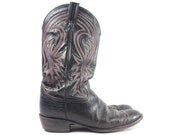 Mens Black Western Cowboy Boots . Embroidered Pink . 10