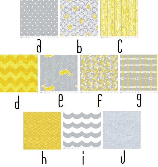 Maritime Modern in Mustard and Grey Custom Crib Bedding--YOU DESIGN, I CREATE