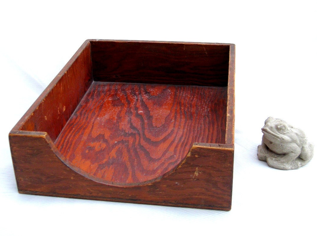 Vintage Office Wooden Paper Tray-Drawer-Desktop-Storage-Box-Container from Tessiemay