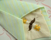 Minty Cotton Linen Necktie with Faint Yellow Stripes