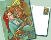 ACEO/ATC  Miss Nemo(from Steampunk series) - Postcard Mini Fine Art Print - Steampunk  Artist Card Postcard- ACEO