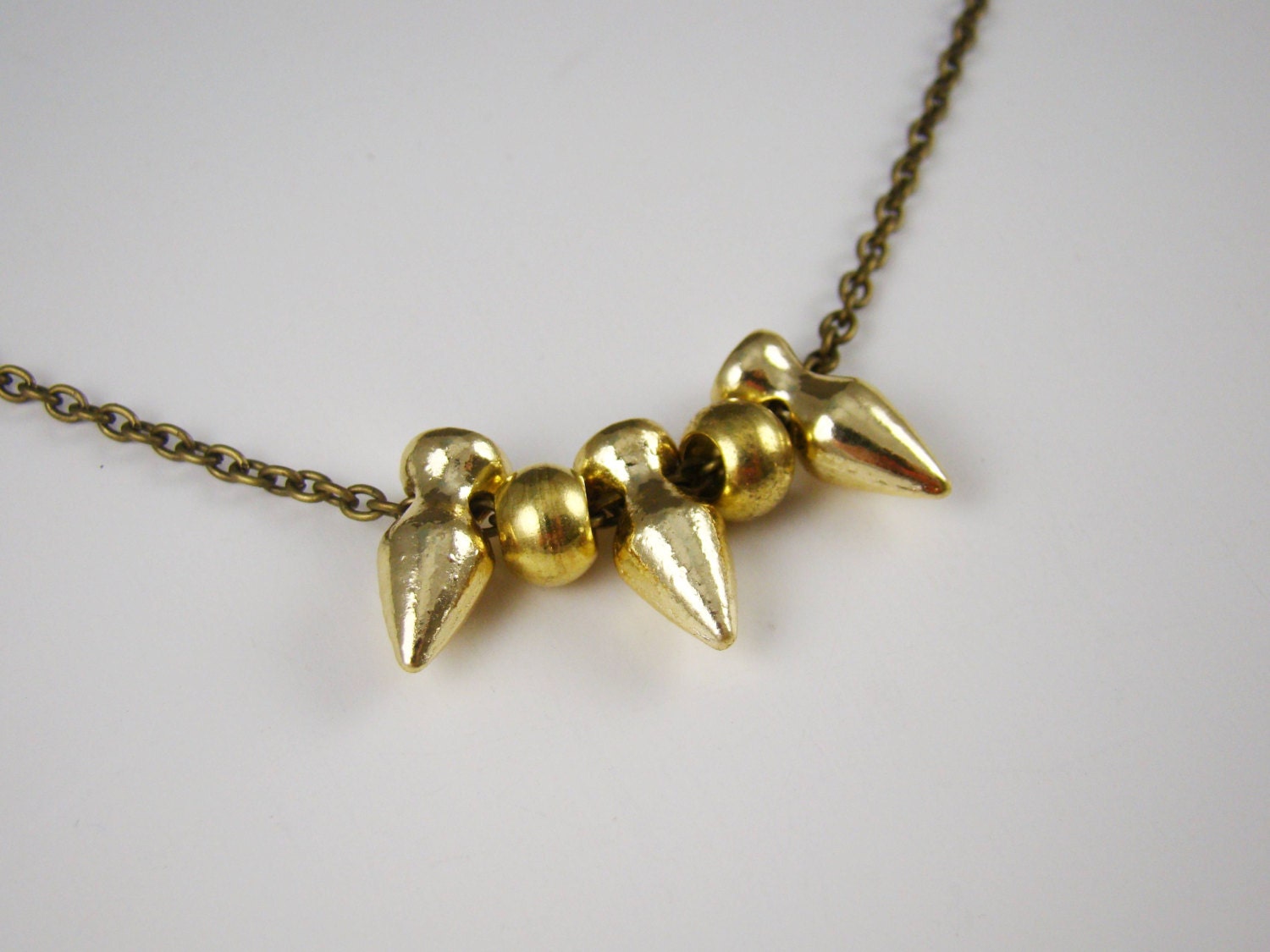 Brass Spike Necklace, Gold Spike Necklace, Layering Spike Necklace