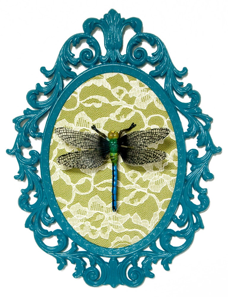 Dragonfly - Victorian Framed Object - Wall Art Decor 10.5x13.5in