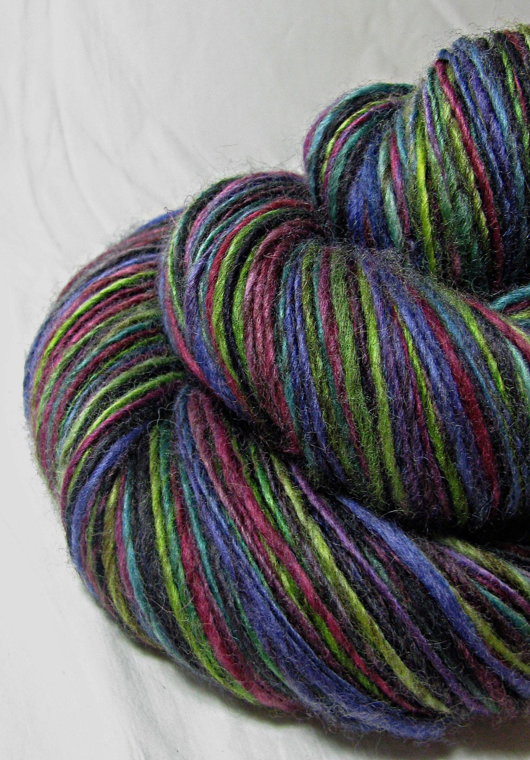 Handspun Yarn Gently Thick and Thin DK Single Mixed Blue Faced Leicester 'Bayou Night"