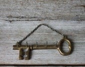 Vintage Brass Key Shaped Key Holder