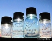 Plastic Mason Jar Solar Lids 4 Outdoor Lighting Patio Garden Lights, Deck Porch Upcycled Black Mason Jar Solar Light Lids Only, No Jars