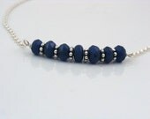 Dark blue gemstones on sterling chain necklace