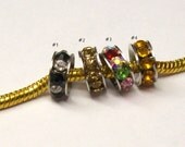 Colorful Rhinestone Wheel Euro Style Bead Charm  ...  Pick a Color