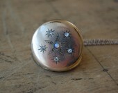 antique gold locket with opal and rhinestones / NORTHERN LIGHTS