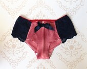 Nautical  'Hello Sailor' Hipster Pin-Up Panties Handmade Lingerie Made to Order