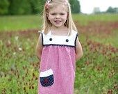 Girls Patriotic 4th of July Square Neck Dress - Sizes 12MO - 8
