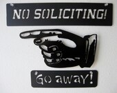 No Soliciting Go Away Metal Signs Wall Hanging Decoration