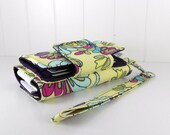 The Errand Runner - Cell Phone Wallet - Wristlet - Spanish Petals/Eggplant