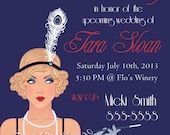 Vintage Retro Flapper Bachelorette Invitation Printed or PDF Download