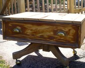 upcycled drawer and chair table-thingy