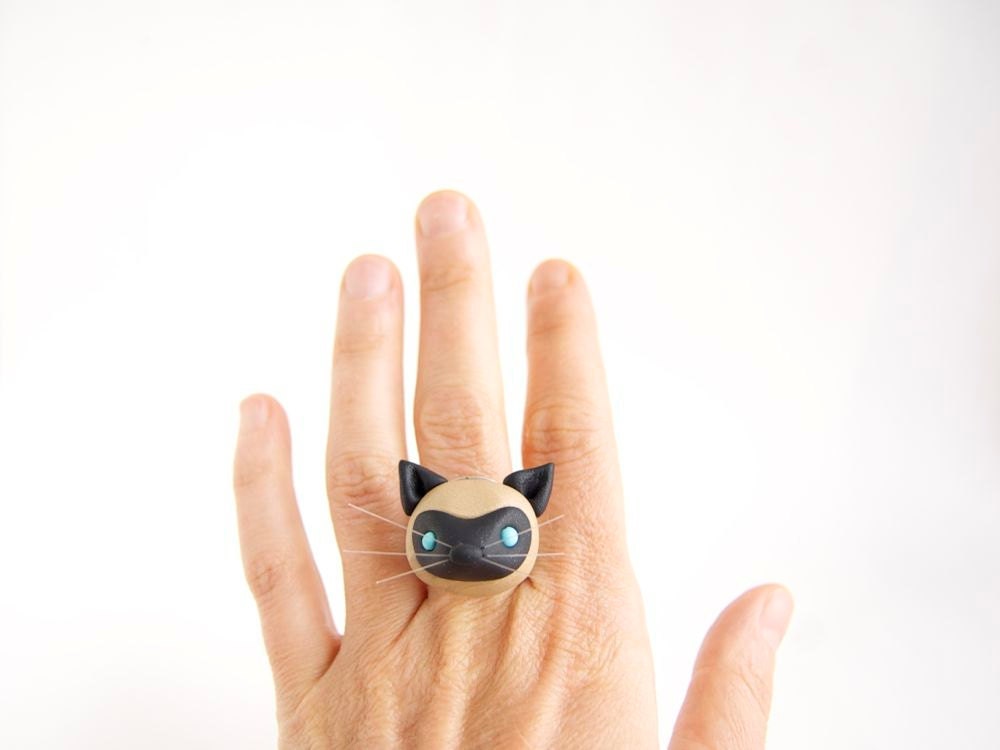 Siamese Cat Jewelry - Cat Ring by Bonjour Poupette
