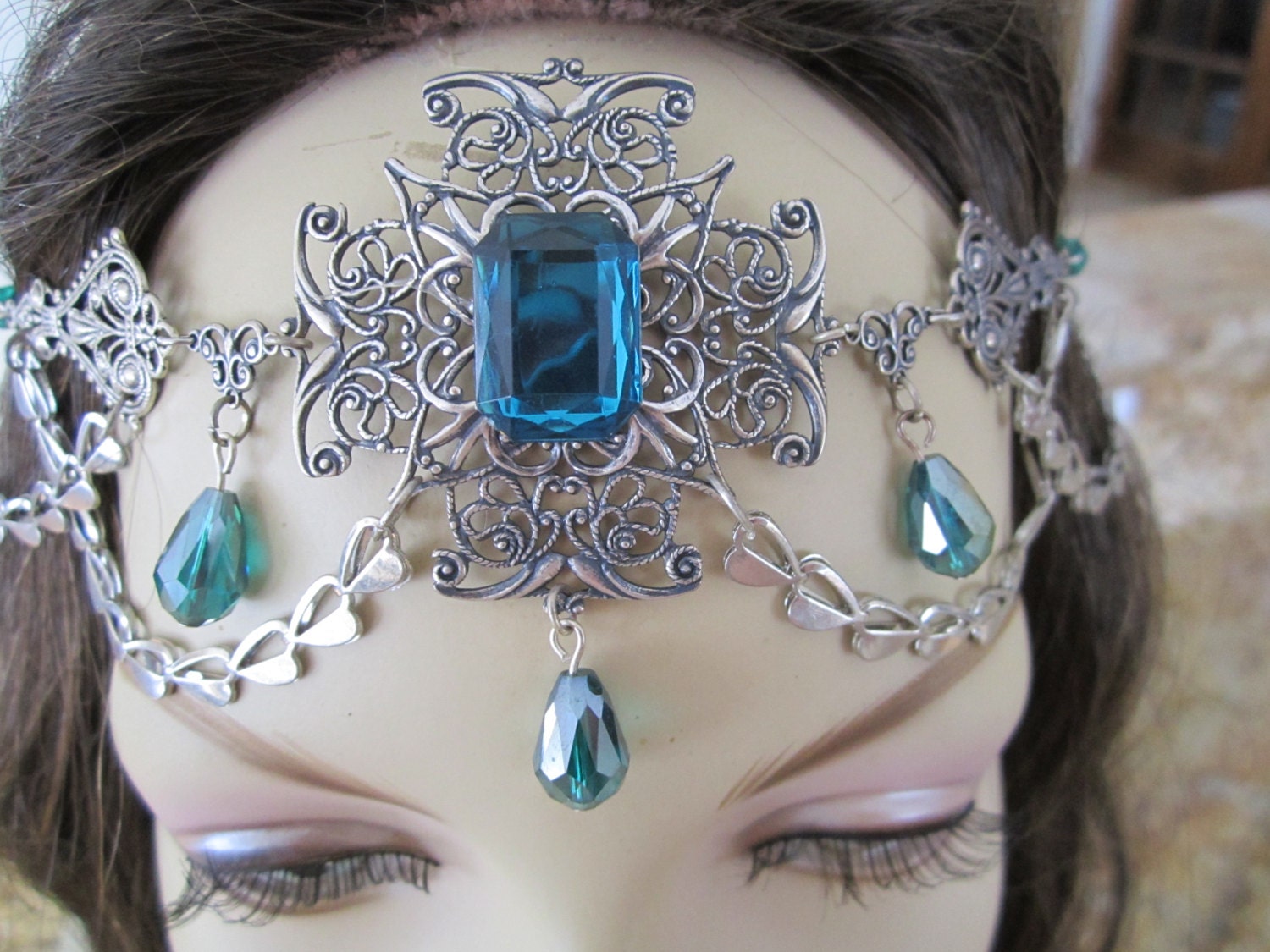 Emerald Circlet of the Royal Order Elven Celtic Druid LARP Bridal Renaissance