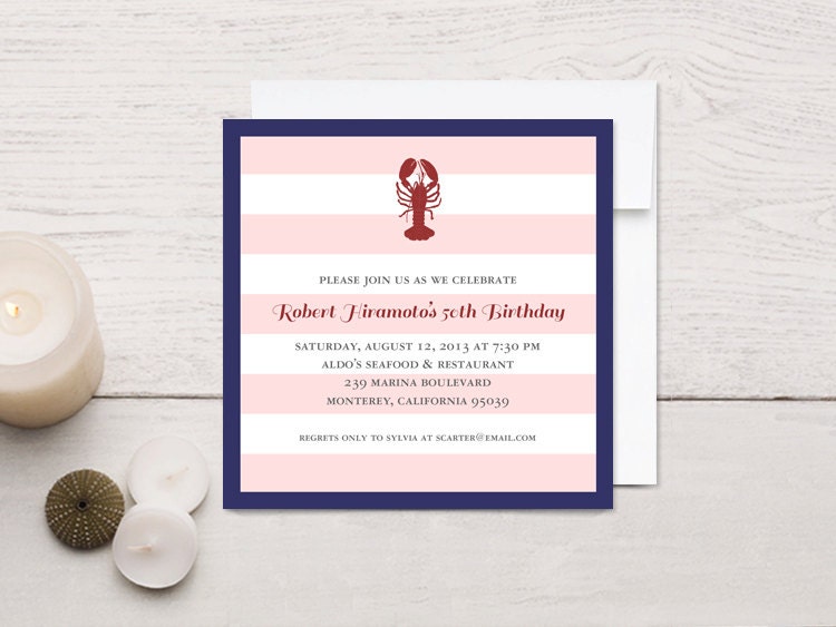Birthday Party Invitations, Nautical Lobster